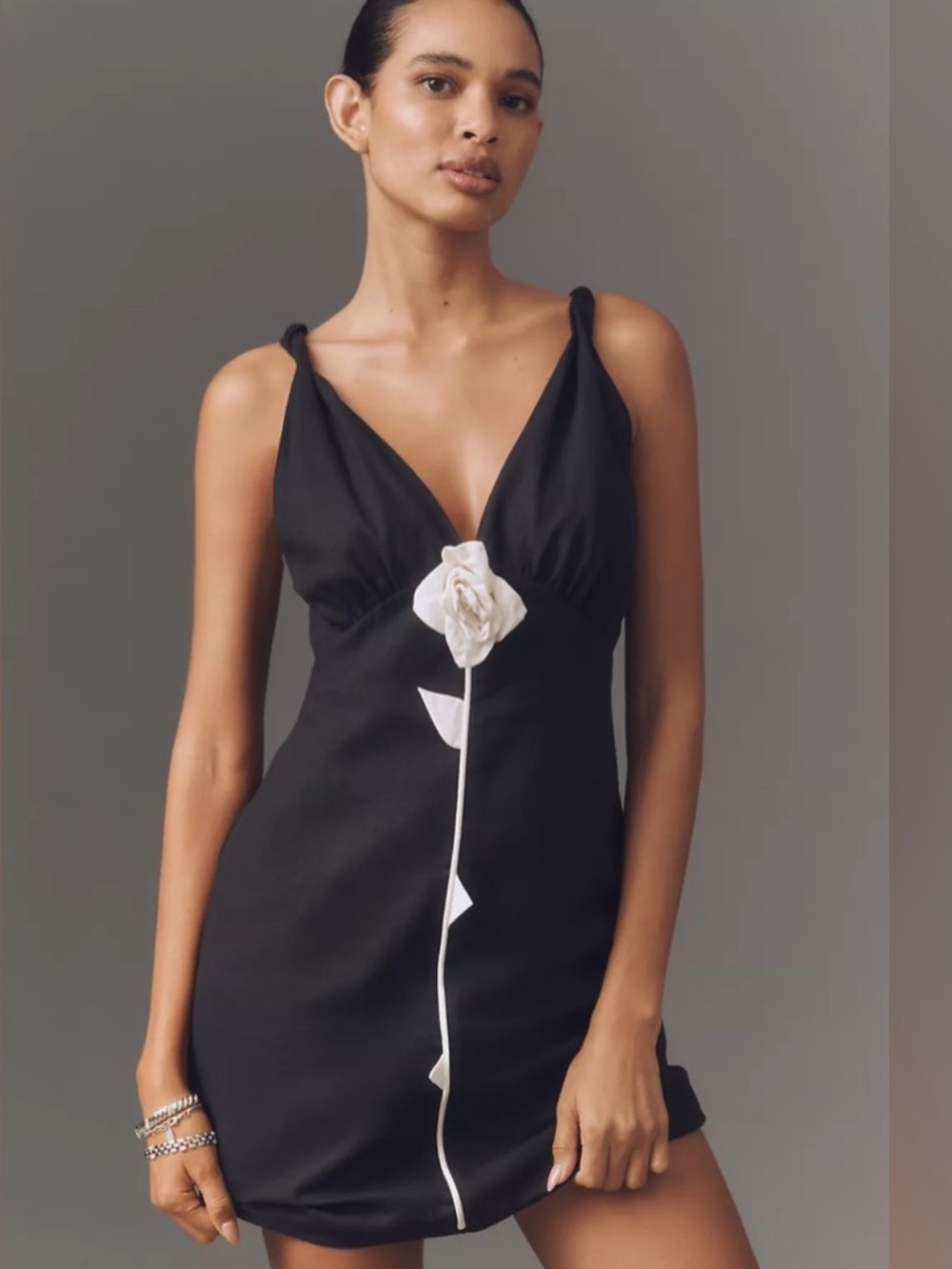 NWT Farm Rio Black And White Rose Lenzing™ Ecovero™ Euroflax™ Mini Dress